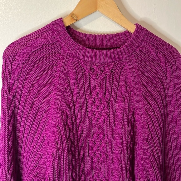 Ralph Lauren Black Label Fuchsia 100% cotton Cable Knit Sweater Sz SP - Picture 3 of 11